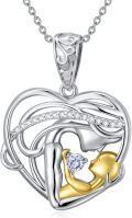 wholesale 925 Sterling Silver Heart-Shaped Pendant with Cubic Zirconia and Gold Plating - Perfect Gift for Mothers Fathers Daughters Brothers Birthdays Graduations-0-0