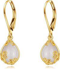 wholesale 14K Gold Teardrop Moonstone Filigree Dangle Earring for Women's Fashion s-Moonstone Filigree