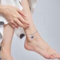 wholesale 925 Sterling Silver Blue Enamel Flower & Butterfly Charm Layered Ankle Anklet for Women and Girls-0-1