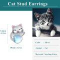 wholesale 925 Sterling Silver Cat Moonstone Stud Earrings Minimalist s for Women Girls-0-2