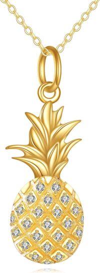 wholesale 10K Golden 10K Gold CZ Pineapple Pendant Necklace for Women - Elegant Charm Chain s-pineapple necklace