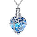 TOUPOP Sterling Silver Blue Crystal Butterfly Urn Tree Of Life Memorial Pendant-0-0