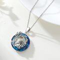 wholesale 925 Sterling Silver Blue Crystal Highland Cow Celtic Tree Of Life Pendant Necklace For Women-0-1