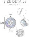 wholesale S925 Sterling Silver & Blue Circle Crystal Necklace with White Zircon - 0.89 Pendant, 18+2 Chain - Elegant Gift for Women-0-5