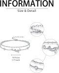 wholesale 925 Sterling Silver Cat Charm Double-Strand Beaded Ankle Anklet with Heart Charms and Cubic Zirconia Stones - Gifts for Her-0-5