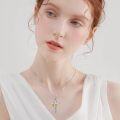 wholesale 925 Sterling Silver Lotus Flower Cross Pendant Necklaces for Women Christian Gifts Religious Jewelry Mom Daughter Present-0-2