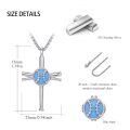 wholesale 925 Sterling Silver Blue Opal Baseball Bat Cross Pendant Necklaces for Men & Women-0-1