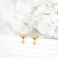 wholesale 14K Gold CZ Heart & Wings Dangle Earrings for Women-0-4