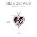 wholesale 925 Sterling Silver Purple Cubic Zirconia Heart Mom I Love You Pendant Necklace-0-4