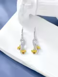 TOUPOP Silver Bee Earrings with Stone-0-4