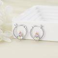 wholesale 925 Sterling Silver Duck Hoop Earrings with Yellow Stone - Cute Bird  for Girls and Women-0-1