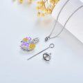 wholesale 925 Sterling Silver Heart Shaped Sunflower and Hummingbird Memorial Keepsake Urn Necklace with Blue Crystal Stone - Cremation Jewelry for Ashes Holder Pendant-0-3