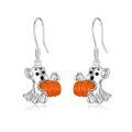 wholesale 925 Sterling Silver Halloween Ghost with Pumpkin Drop Earrings for Women Girls-0-0