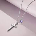wholesale 925 Sterling Silver Cross Pendant With Blue Opal And Philippians Inscription-0-65