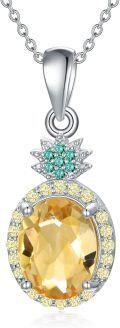 wholesale 925 Sterling Silver Citrine & Emerald Starburst Halo Pendant Necklace for Women -0-0