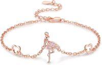 wholesale Rose Gold 925 Sterling Silver Peacock Heart Charm Bracelet for Women (Adjustable) - 9+2 Length-Rose Gold