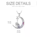 TOUPOP 14K Gold Plated Pink Zircon Unicorn Moon Initial T Necklace-0-2