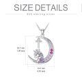 TOUPOP 14K Gold Plated Pink Zircon Unicorn Moon Initial T Necklace-0-2