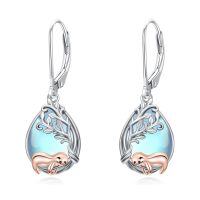 wholesale 925 Sterling Silver Moonstone Sloth Earrings-Sloth
