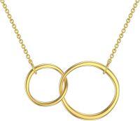 wholesale 14K Gold Interlocking Circles Mother Daughter Necklace - 14K Gold  Chain (16 + 2 inch)-Yellow Gold