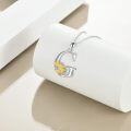 wholesale 18K Gold Plated 925 Sterling Silver Sunflower Pendant Necklace with CZ Stone & Personalized Initial Charm, 0.96 x 0.66-0-2