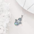 wholesale 925 Sterling Silver Abalone Shell Hamsa Hand with Blue Evil Eye and Lotus Flower Pendant Necklaces Lucky Charm s for Women Girls-0-4