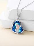 wholesale 925 Sterling Silver Blue Crystal Heart Pendant Necklace for Sisters - Always My Father Forever My Friend s-0-1