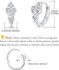 wholesale 925 Sterling Silver Celtic Knot Heart Huggie Hoop Earrings for Women - Irish Luck -0-3