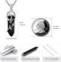 wholesale 925 Sterling Silver Black Crystal Skull Snake Pendant Necklace-0-5
