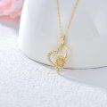wholesale 14K Gold Sunflower Heart Shaped Pendant Necklace with Cubic Zirconia Stones - Perfect Gift for Wife/Mom/Girlfriend (Length: Adjustable)-0-3