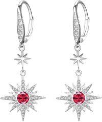 wholesale Sterling Silver Gold Plated Gemstone Star Earrings Leverback Dangle Jewelry Gifts-July (Silver)-July (Silver)