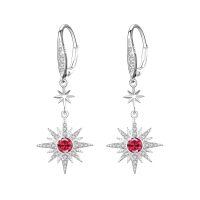 wholesale 925 Sterling Silver Gold-Plated Moonstone & Opal Starburst Leverback Drop Earrings-July (Silver)-July (Silver)