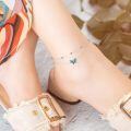 wholesale 925 Sterling Silver Blue Enamel Butterfly Charm Double Layer Chain Ankle Bracelets for Women's Gifts-0-2