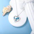 wholesale 925 Sterling Silver Blue Enamel Floral Heart Pendant Necklace for Women-0-2