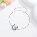 wholesale 925 Sterling Silver Horse Head & Turquoise Inlay Horseshoe Charm Bracelet for Women-0-1