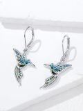 wholesale 925 Sterling Silver & Natural Abalone Shell Hummingbird Dangle Earrings 20x15mm-0-1