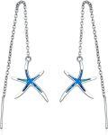wholesale 925 Sterling Silver Starfish Earrings with Opal Fish Hoops Nautical Hawaiian Sea Beach Jewelry for Women and Starfish Lovers-0-0