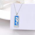 wholesale 925 Sterling Silver Blue Opal Dolphins Pendant Necklace Ocean s for Women-0-3