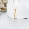 wholesale 14K Solid Gold Diamond-Cut Cross Necklace, Hypoallergenic, 18 Chain, Elegant Gift for Women-0-2