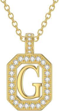 wholesale 14K Solid Gold Moissanite Initial Pendant Necklace A-Z 16 2mm Chain-G