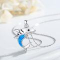 wholesale 925 Sterling Silver Blue Opal Shark Pendant Necklace for Women Girls -0-3