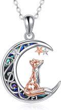 wholesale 925 Sterling Silver Moon Star Fox Pendant Necklace - Gifts for Women Mom Sisters-0-0