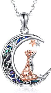 wholesale 925 Sterling Silver Moon Star Fox Pendant Necklace - Gifts for Women Mom Sisters-Fox on Moon