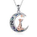 wholesale 925 Sterling Silver Crescent Moon Fox Pendant Necklace-0-0