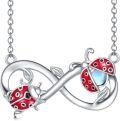wholesale 925 Sterling Silver Infinity Ladybug Moonstone Pendant Necklace-0-0
