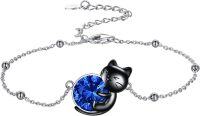 wholesale 14K Gold Pink Crystal Black Cat Pendant Necklace for Women Cats Lover-B-Black Cat 9