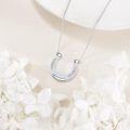 wholesale 925 Sterling Silver White Fire Opal Lucky Horseshoe Pendant Necklace for Women Horse Lovers  43cm Chain Length-0-4