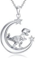 wholesale TOUPOP Dinosaur Necklace For Women 925 Sterling Silver Origami Dinosaur Moon Pendant Necklace Animal Jewelry For Women -0-0