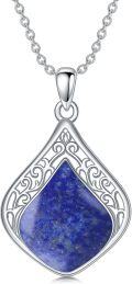 wholesale 925 Sterling Silver Lapis Lazuli Teardrop Pendant Necklace for Women, Hypoallergenic Celtic Filigree Jewelry Gift-0-0