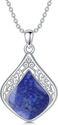wholesale 925 Sterling Silver Lapis Lazuli Teardrop Pendant Necklace for Women, Hypoallergenic Celtic Filigree Jewelry Gift-Lapis Lazuli